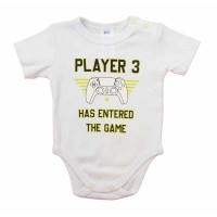 Feliratos rövid ujjú baba body