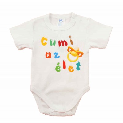 Feliratos rövid ujjú baba body