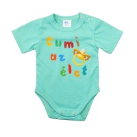 Feliratos rövid ujjú baba body