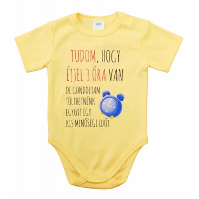 Feliratos rövid ujjú baba body