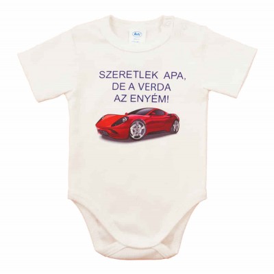 Feliratos rövid ujjú baba body