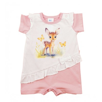 Rövid ujjú kislány baba napozó - őzike mintával