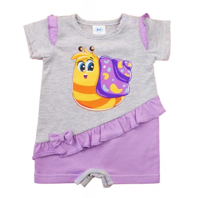 Rövid ujjú kislány baba napozó - csiga mintával