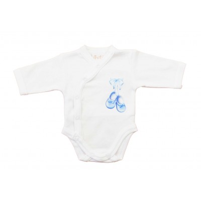 Elöl patentos hosszú ujjú baba body – Kis cipő mintával