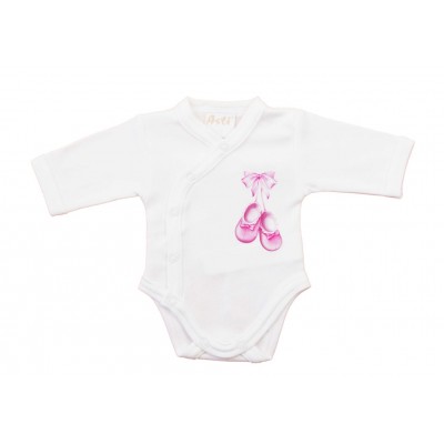 Elöl patentos hosszú ujjú baba body – Kis cipő mintával