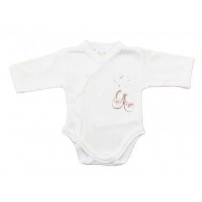 Elöl patentos hosszú ujjú baba body – Kis cipő mintával