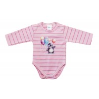 Hosszú ujjú baba body - pingvin mintával