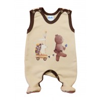 Ujjatlan belül bolyhos pamut rugdalózó - Macis mintával Ujjatlan belül bolyhos pamut rugdalózó - Macis mintával