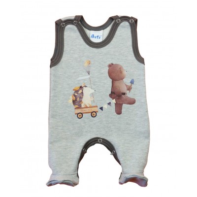 Ujjatlan belül bolyhos pamut rugdalózó - Macis mintával