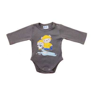 Hosszú ujjú baba body - Macis mintával