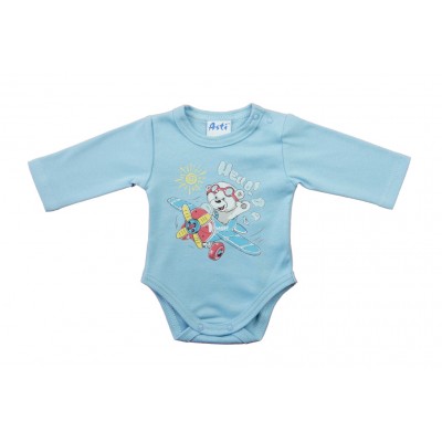 Hosszú ujjú baba body - Repülős maci mintával
