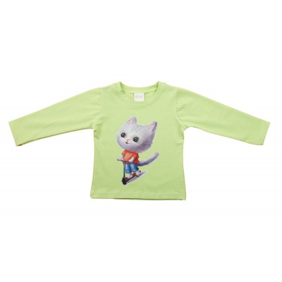 Hosszú ujjú lány póló – Cica mintával