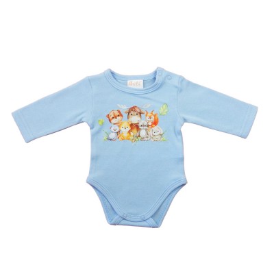 Hosszú ujjú baba body - Állatos mintával