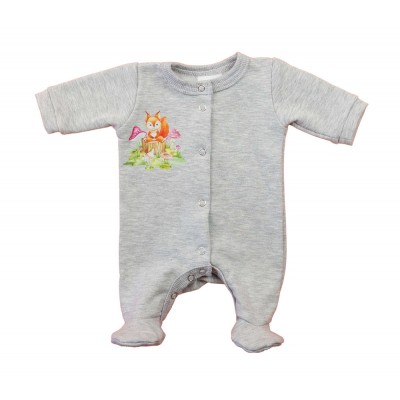 Hosszú ujjú elöl patentos rugdalózó, belül bolyhos – Állatos mintával