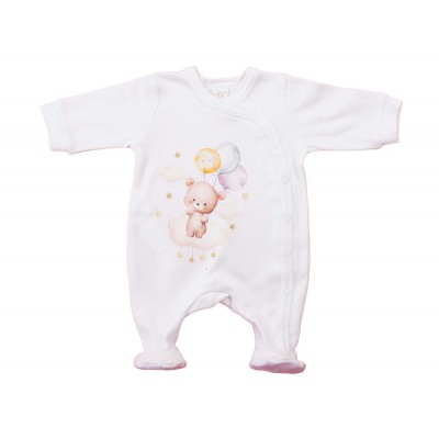 Vékony, pamut, elöl patentos  rugdalózó Maci mintával