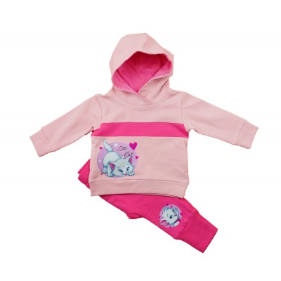 2 részes kislány szabadidő szett cica mintával