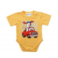 Rövid ujjú baba body Kutyás mintával