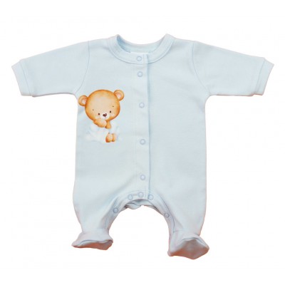 Hosszú ujjú pamut rugdalózó – Maci mintával