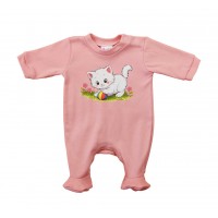 Vékony pamut rugdalózó – Cica mintával