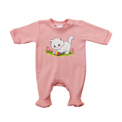 Vékony pamut rugdalózó – Cica mintával