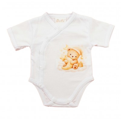 Rövid ujjú elöl patentos baba body Macis mintával