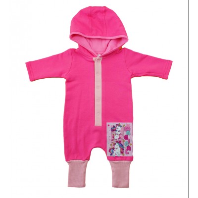 Kapucnis hosszú ujjú overál unikornis mintával