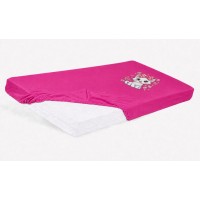 Bébi pamut gumis lepedő 60x120/70x140 - Cica mintával
