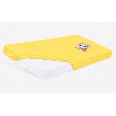 Bébi pamut gumis lepedő 60x120/70x140 - Kisegér mintával