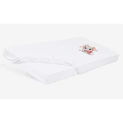 Bébi pamut gumis lepedő 60x120/70x140 - Kisegér mintával
