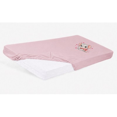 Bébi pamut gumis lepedő 60x120/70x140 - Kisegér mintával