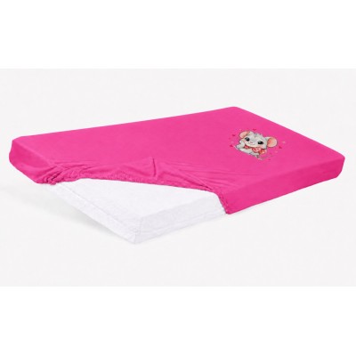 Bébi pamut gumis lepedő 60x120/70x140 - Kisegér mintával
