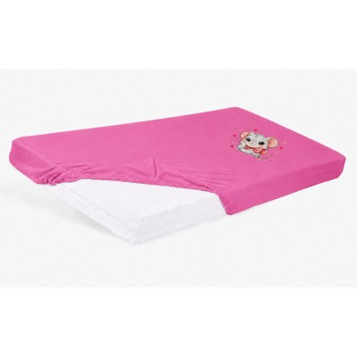 Bébi pamut gumis lepedő 60x120/70x140 - Kisegér mintával