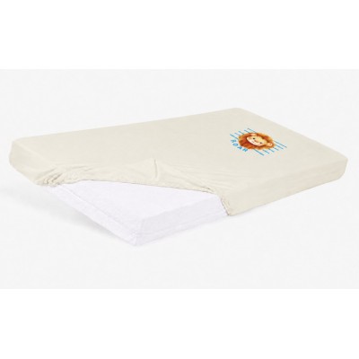 Bébi pamut gumis lepedő 60x120/70x140 - Oroszlán mintával