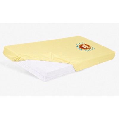 Bébi pamut gumis lepedő 60x120/70x140 - Oroszlán mintával