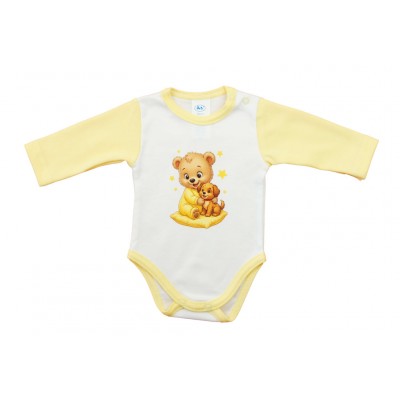 Hosszú ujjú baba body - Macis mintával