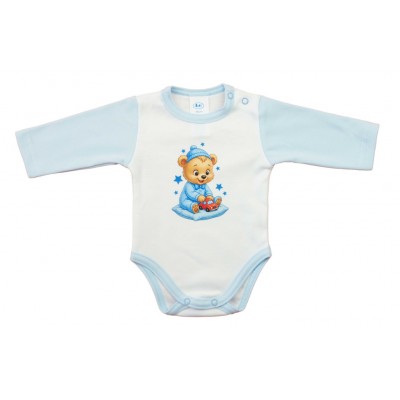 Hosszú ujjú baba body - Macis mintával