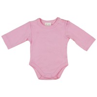 Egyszínű| hosszú ujjú baba body rózsaszín