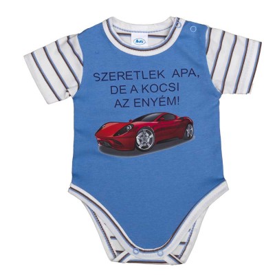 Feliratos rövid ujjú baba body