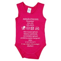 Kezelési útmutató feliratos ujjatlan baba body pink