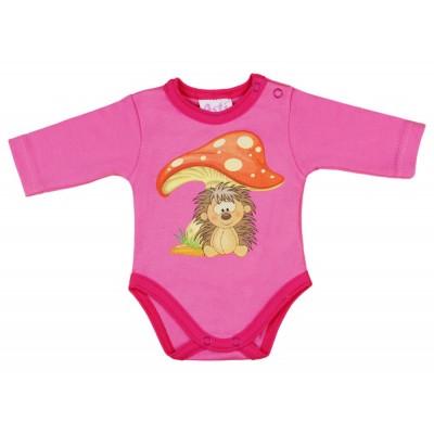 Bébi hosszú ujjú lányka kombidressz Süni pink