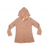 Lányka kapucnis kötött kardigán nyers barack csíkkal