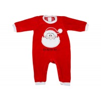 Mikulás hosszú ujjú piros plüss karácsonyi rugdalózó