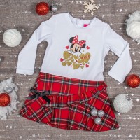 Disney Minnie hosszú ujjú lányka ruha| alul fekete masnis Disney Minnie hosszú ujjú lányka ruha| alul fekete masnis