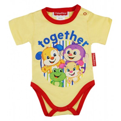 Fisher Price rövid ujjú baba body sárga
