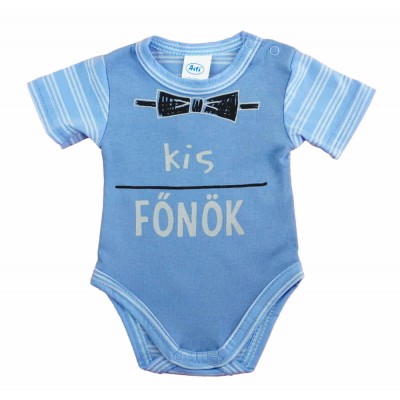 Feliratos rövid ujjú baba body