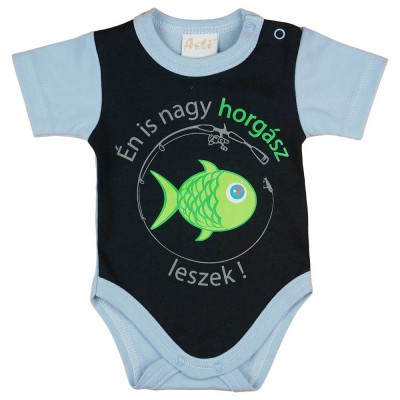 Én is nagy horgász leszek feliratos rövid ujjú baba body sárga