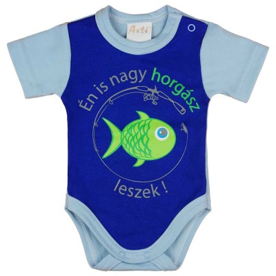 Én is nagy horgász leszek feliratos rövid ujjú baba body sárga