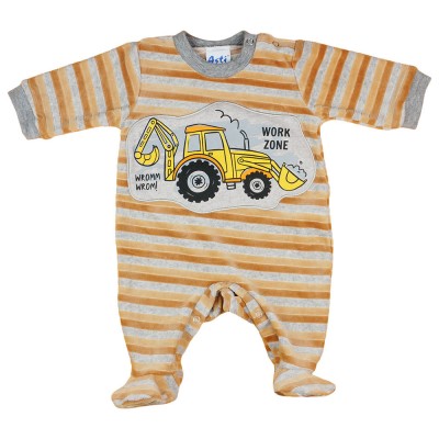 Work Zone munkagépes hosszú ujjú plüss rugdalózó