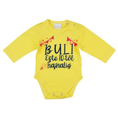 Buli este 10-től hajnalig feliratos baba body sárga