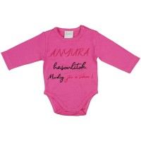 Anyura hasonlítok. Mindig jár a szám :) feliratos hosszú ujjú baba body kék